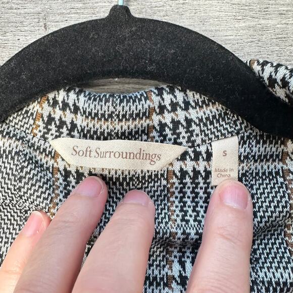 Soft Surroundings Plaid Open Front Long Blazer Grey Small Hu - Picture 6 of 9